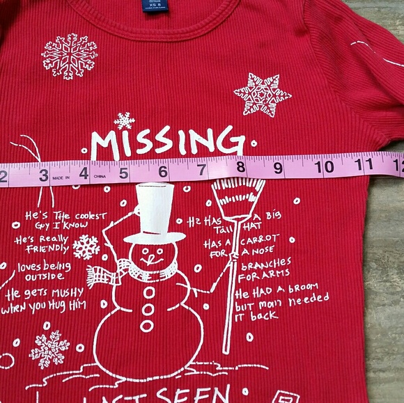 Limited Too Girls Red & White Snowman Shirt - Picture 5 of 7